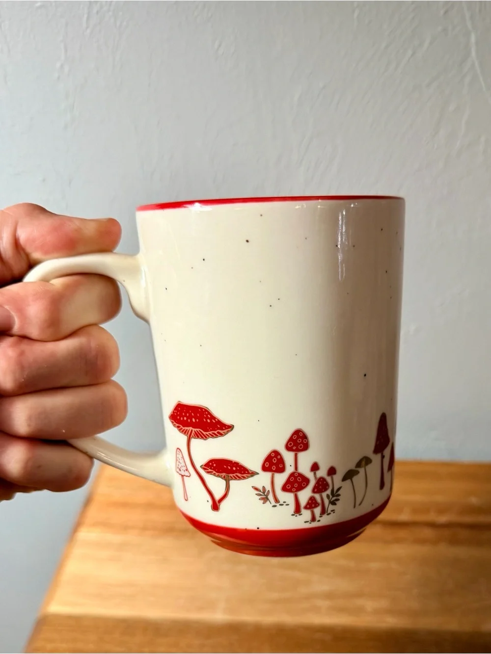 Ceramic Red Mushroom Accent Mug - White and Red - Picture 2 of 7